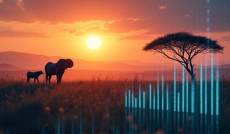 Data visualization mapping user retention as a wildebeest migration